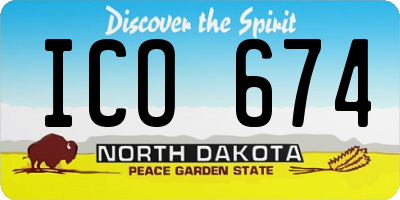ND license plate ICO674