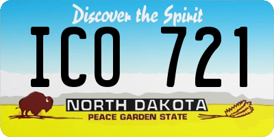 ND license plate ICO721