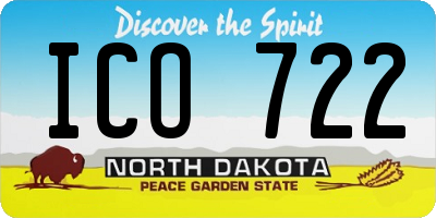 ND license plate ICO722