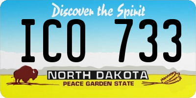 ND license plate ICO733