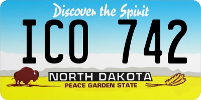 ND license plate ICO742