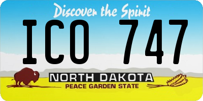 ND license plate ICO747