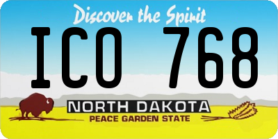 ND license plate ICO768
