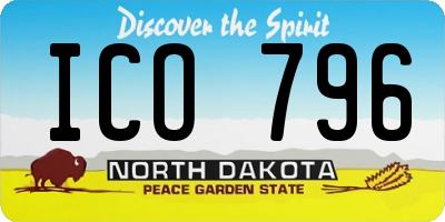 ND license plate ICO796