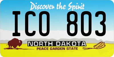 ND license plate ICO803