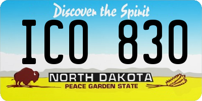 ND license plate ICO830