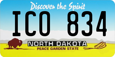 ND license plate ICO834