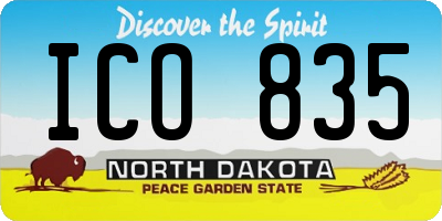 ND license plate ICO835