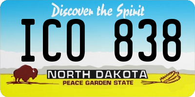 ND license plate ICO838