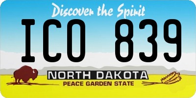 ND license plate ICO839
