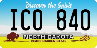 ND license plate ICO840