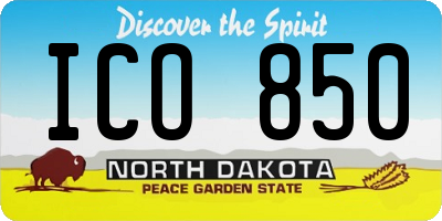 ND license plate ICO850