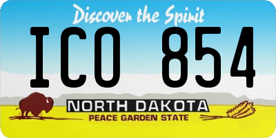 ND license plate ICO854