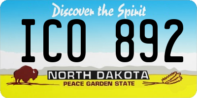 ND license plate ICO892