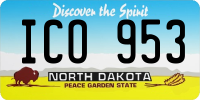 ND license plate ICO953