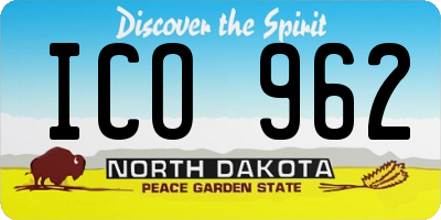 ND license plate ICO962