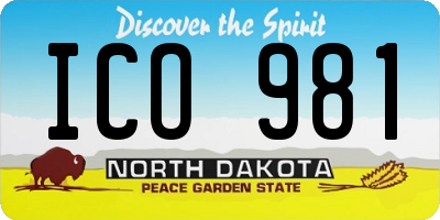 ND license plate ICO981