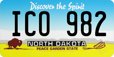 ND license plate ICO982