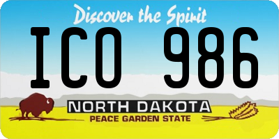 ND license plate ICO986