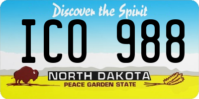 ND license plate ICO988