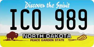 ND license plate ICO989