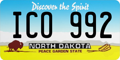 ND license plate ICO992