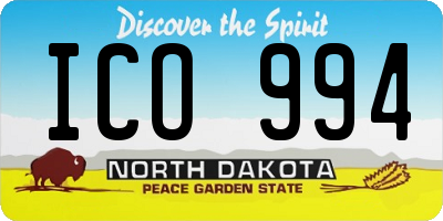 ND license plate ICO994