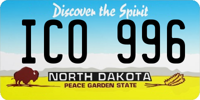 ND license plate ICO996