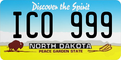 ND license plate ICO999