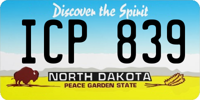 ND license plate ICP839