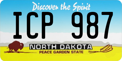 ND license plate ICP987