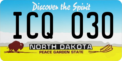 ND license plate ICQ030