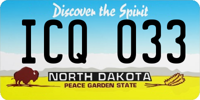 ND license plate ICQ033