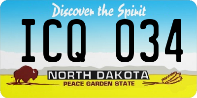 ND license plate ICQ034