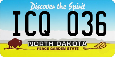 ND license plate ICQ036