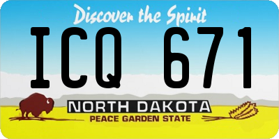 ND license plate ICQ671