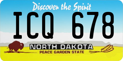ND license plate ICQ678