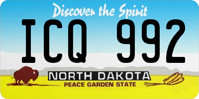ND license plate ICQ992