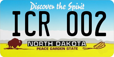 ND license plate ICR002