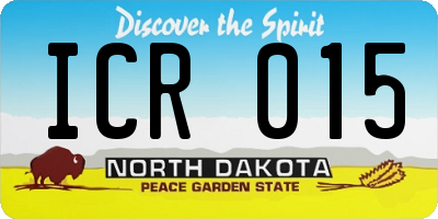 ND license plate ICR015