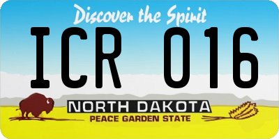 ND license plate ICR016