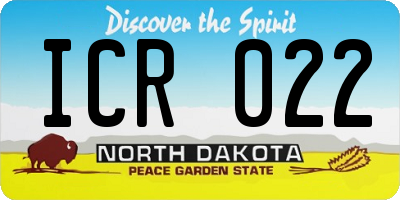 ND license plate ICR022