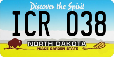 ND license plate ICR038