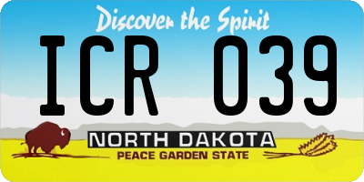 ND license plate ICR039