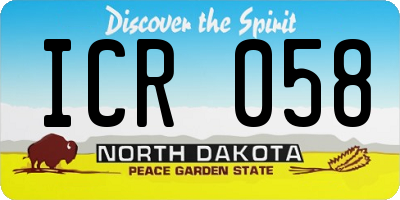 ND license plate ICR058