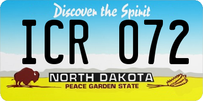 ND license plate ICR072