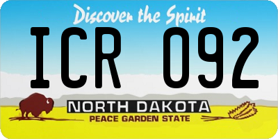 ND license plate ICR092