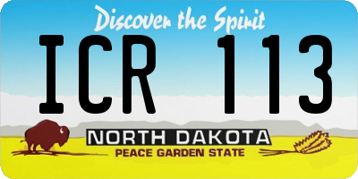 ND license plate ICR113