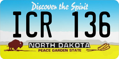 ND license plate ICR136
