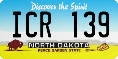 ND license plate ICR139